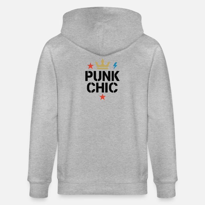 Punk Chic – Krone & Blitz - Stanley/Stella Unisex Bio-Kapuzenjacke CULTIVATOR  - Grau meliert