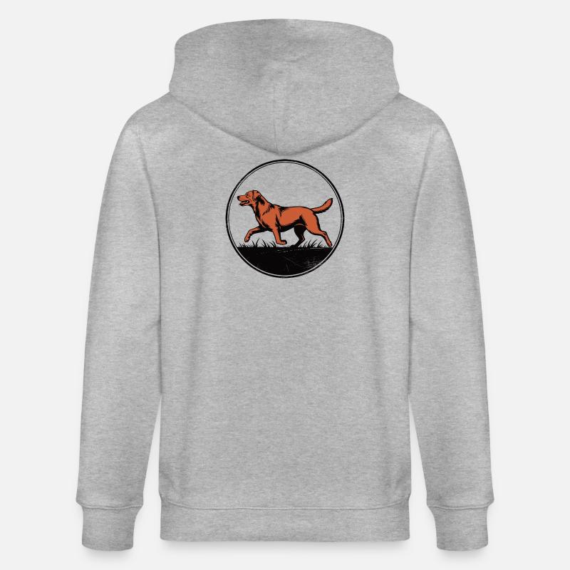 Fox Red Lab Silhouette – Circular Badge - Stanley/Stella Unisex Bio-Kapuzenjacke CULTIVATOR  - Grau meliert