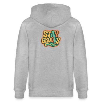 Stay Groovy Retro Vintage Design | 60s hippie style - Stanley/Stella CULTIVATOR  Unisex Organic Hooded Jacket - heather grey - Back - Luana (180cm)