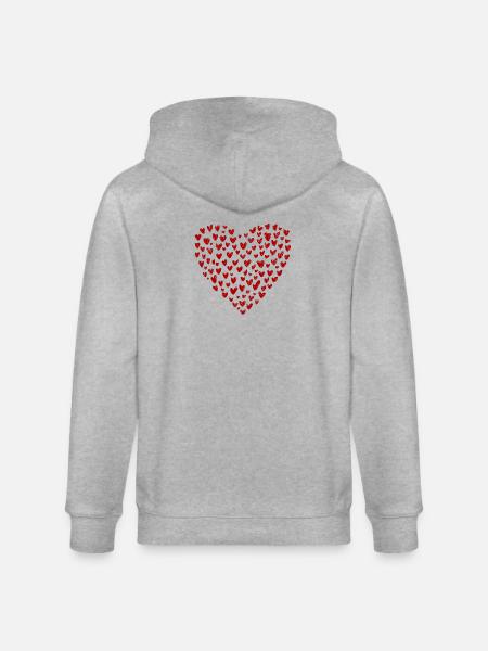 Heart Collection: Love in Red - Stanley/Stella CULTIVATOR  Unisex Organic Hooded Jacket - heather grey