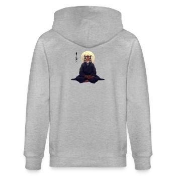 Tiger Monk – Sumi-e Zen Kunst Strength Within - Stanley/Stella Unisex Bio-Kapuzenjacke CULTIVATOR  - Grau meliert - Hinten - Luana (180cm)