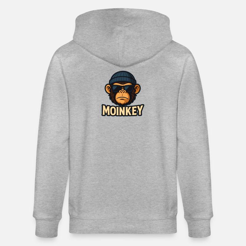 MOINKEY Affe Design – Moin Hamburg Geschenkidee - Stanley/Stella Unisex Bio-Kapuzenjacke CULTIVATOR  - Grau meliert