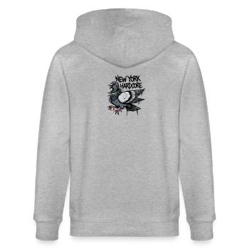 New York Hardcore Pigeon Design - Stanley/Stella Unisex Bio-Kapuzenjacke CULTIVATOR  - Grau meliert - Hinten - Luana (180cm)