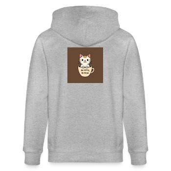 Cat Coffee Saying Design - Stanley/Stella CULTIVATOR  Unisex Organic Hooded Jacket - heather grey - Back - Luana (180cm)