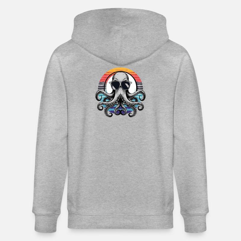 Pieuvre avec lunettes de soleil - Veste à capuche bio CULTIVATOR Stanley/Stella Unisexe - gris chiné