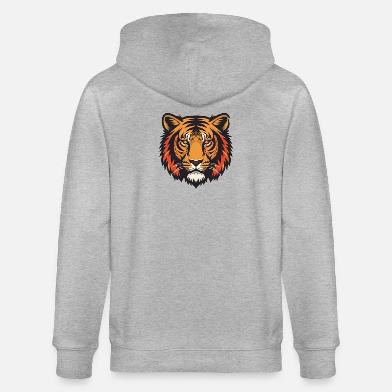 Impression expressive de tête de tigre - Veste à capuche bio CULTIVATOR Stanley/Stella Unisexe - gris chiné