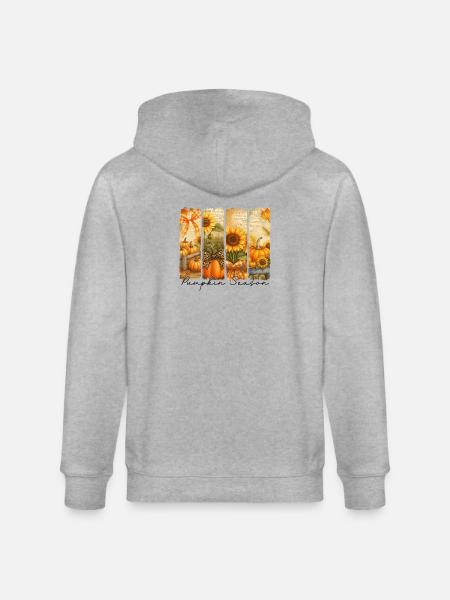 Kürbis Saison Herbst Motiv - Stanley/Stella Unisex Bio-Kapuzenjacke CULTIVATOR - Grau meliert