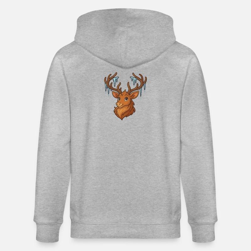 Winterhirsch mit Eiszapfen - Stanley/Stella Unisex Bio-Kapuzenjacke CULTIVATOR  - Grau meliert