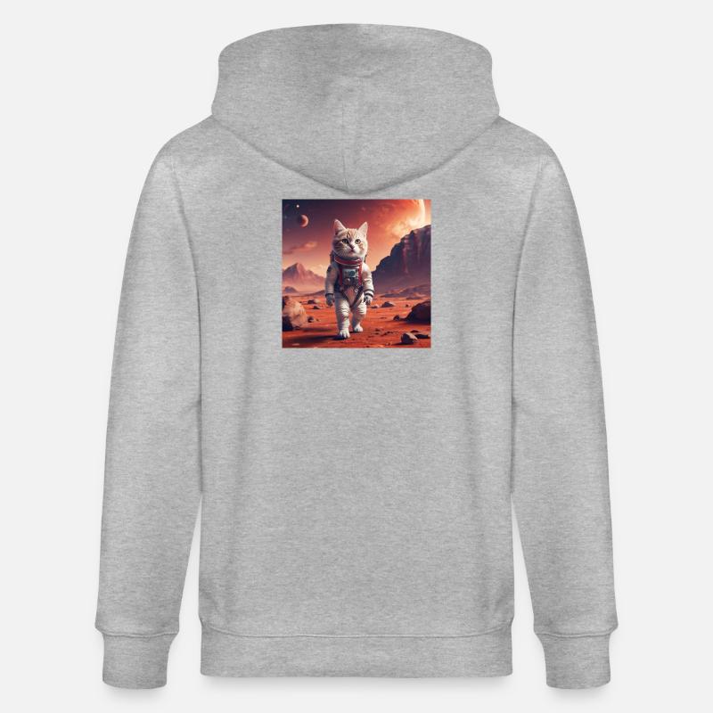 Astronaute chat sur Mars - Veste à capuche bio CULTIVATOR Stanley/Stella Unisexe - gris chiné