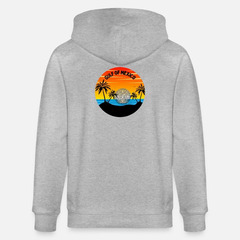 Golfe Mexique coucher de soleil Palmier - Veste à capuche bio CULTIVATOR Stanley/Stella Unisexe - gris chiné