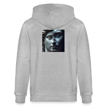 Antiquity meets glitch - Stanley/Stella CULTIVATOR  Unisex Organic Hooded Jacket - heather grey - Back - Luana (180cm)