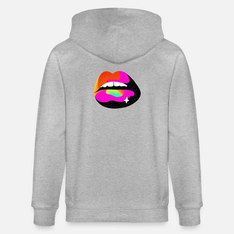 Regenbogen Lippe Pop Art - Stanley/Stella Unisex Bio-Kapuzenjacke CULTIVATOR  - Grau meliert