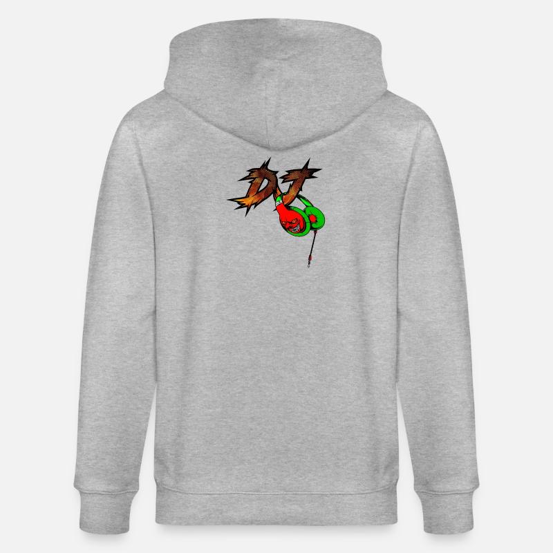 Neon Devil mit Kopfhörer DJ - Stanley/Stella Unisex Bio-Kapuzenjacke CULTIVATOR  - Grau meliert