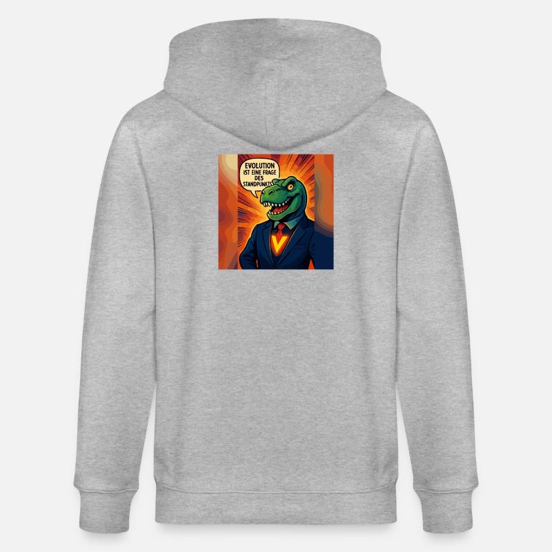 Dino im Anzug – Evolution ist Ansichtssache - Stanley/Stella Unisex Bio-Kapuzenjacke CULTIVATOR  - Grau meliert
