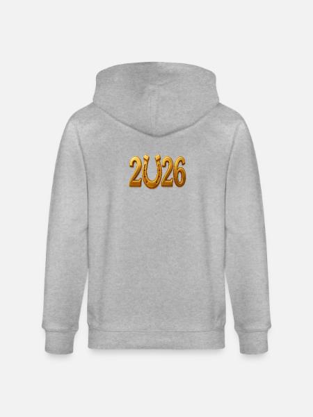 Golden 2026 – Lucky year with horseshoes - Stanley/Stella CULTIVATOR  Unisex Organic Hooded Jacket - heather grey