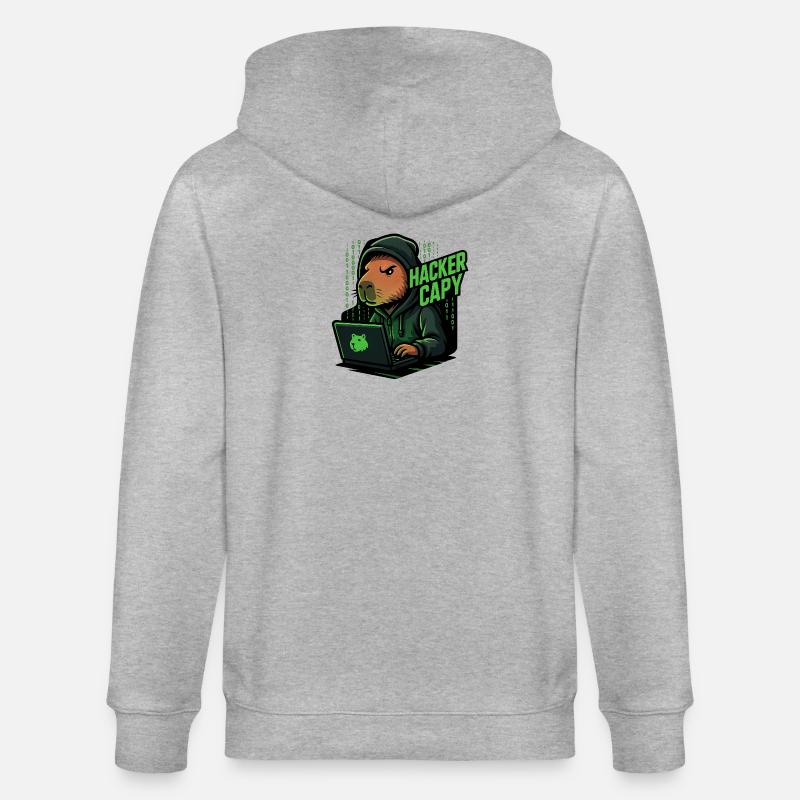 Hacker Capy – Cyber Capybara Tech  - Stanley/Stella Unisex Bio-Kapuzenjacke CULTIVATOR  - Grau meliert