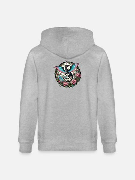 Kristalliner Drache im Rosenkristallgarten - Stanley/Stella Unisex Bio-Kapuzenjacke CULTIVATOR - Grau meliert