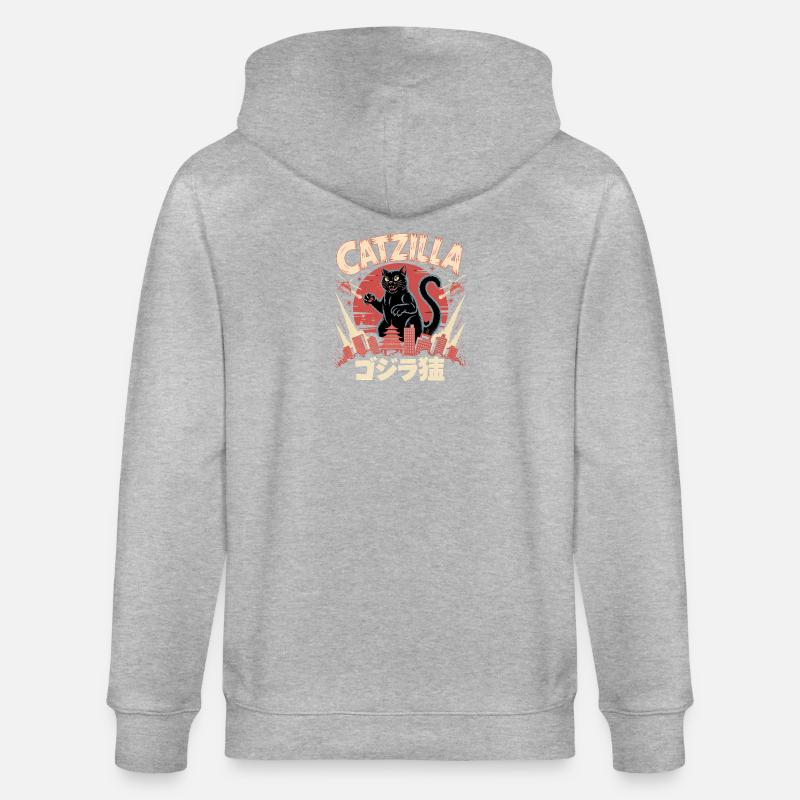 Catzilla - Logo de chat mignon - Veste à capuche bio CULTIVATOR Stanley/Stella Unisexe - gris chiné