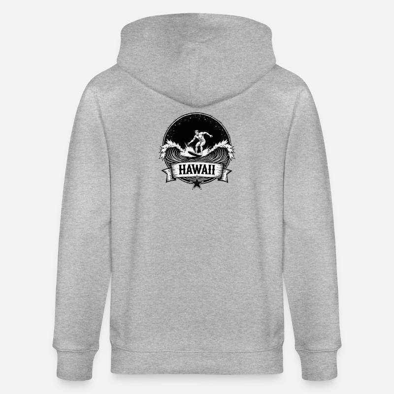 Hawaii Surfer Surfer sur Pacific Wave - Veste à capuche bio CULTIVATOR Stanley/Stella Unisexe - gris chiné