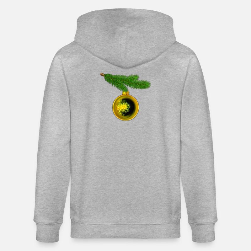 Weihnachtskugel mit Krustenanemonen am Tannenzweig - Stanley/Stella Unisex Bio-Kapuzenjacke CULTIVATOR  - Grau meliert