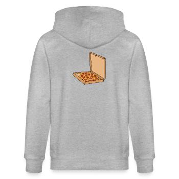 Pizza mit Pepperoni in einer Schachtel - Stanley/Stella Unisex Bio-Kapuzenjacke CULTIVATOR  - Grau meliert - Hinten - Luana (180cm)