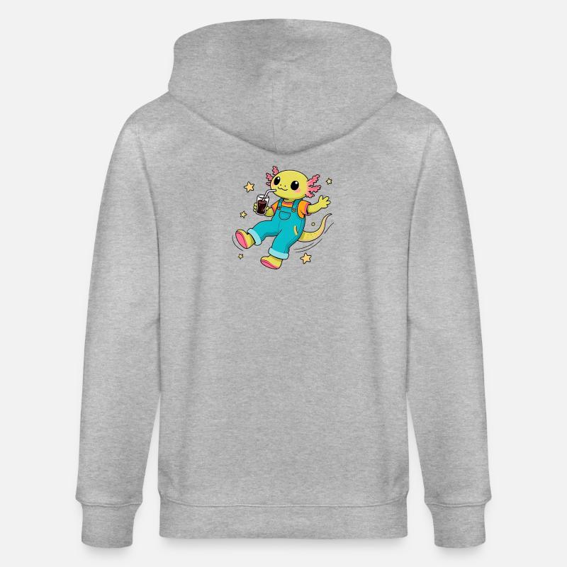 Glücklicher Axolotl, der im All schwebt - Stanley/Stella Unisex Bio-Kapuzenjacke CULTIVATOR  - Grau meliert