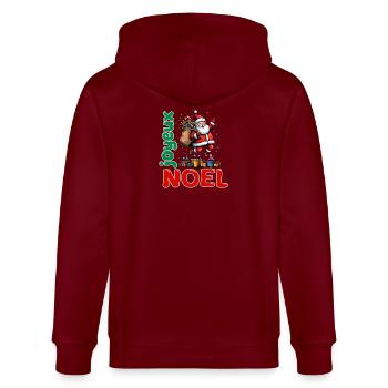 Frohe Weihnachts-Weihnachtsmann-Cartoon-Geschenke - Stanley/Stella Unisex Bio-Kapuzenjacke CULTIVATOR  - Burgunderrot - Hinten - Anna (173cm)