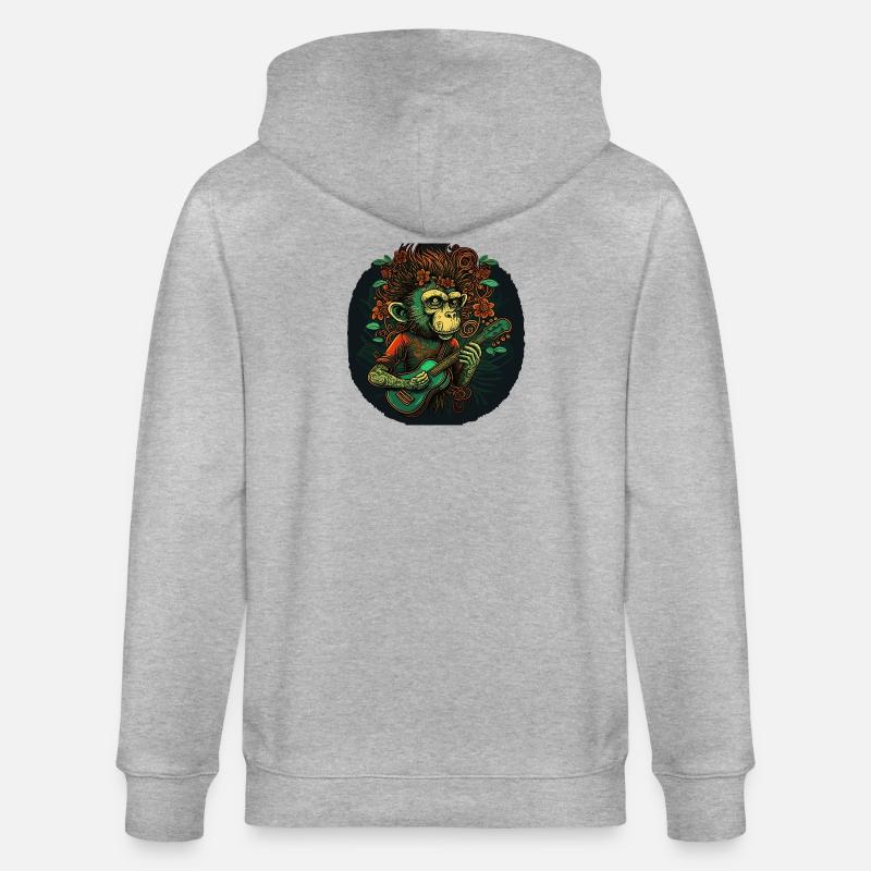 Singe avec guitare dans la jungle - Veste à capuche bio CULTIVATOR Stanley/Stella Unisexe - gris chiné