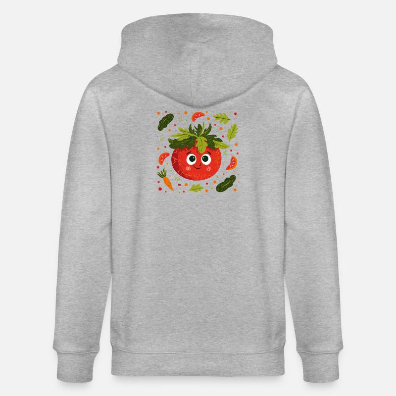 Tomate joyeuse avec une couronne d’herbes - Veste à capuche bio CULTIVATOR Stanley/Stella Unisexe - gris chiné