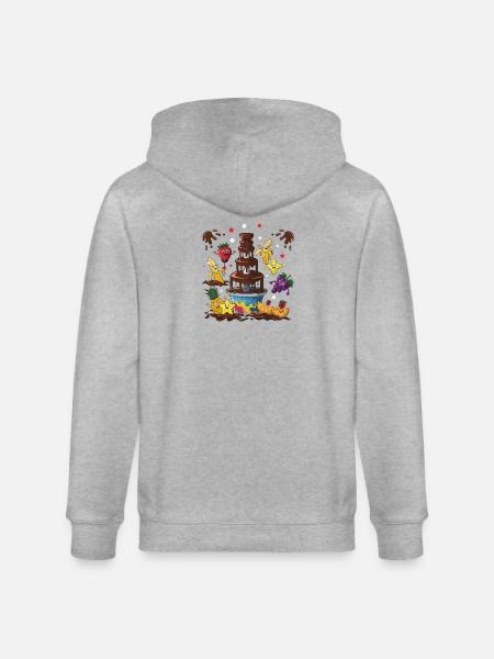 Chocolate Fountain Fruit Friends Design - Stanley/Stella CULTIVATOR Unisex Organic Hooded Jacket - heather grey