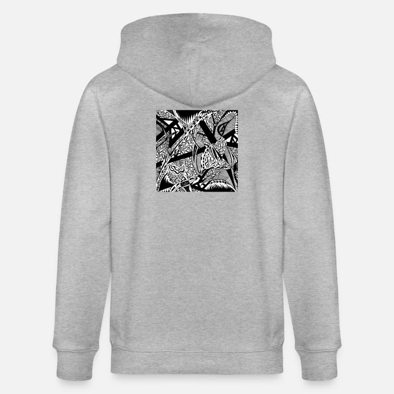 Design abstrait noir et blanc n°4 - Veste à capuche bio CULTIVATOR Stanley/Stella Unisexe - gris chiné