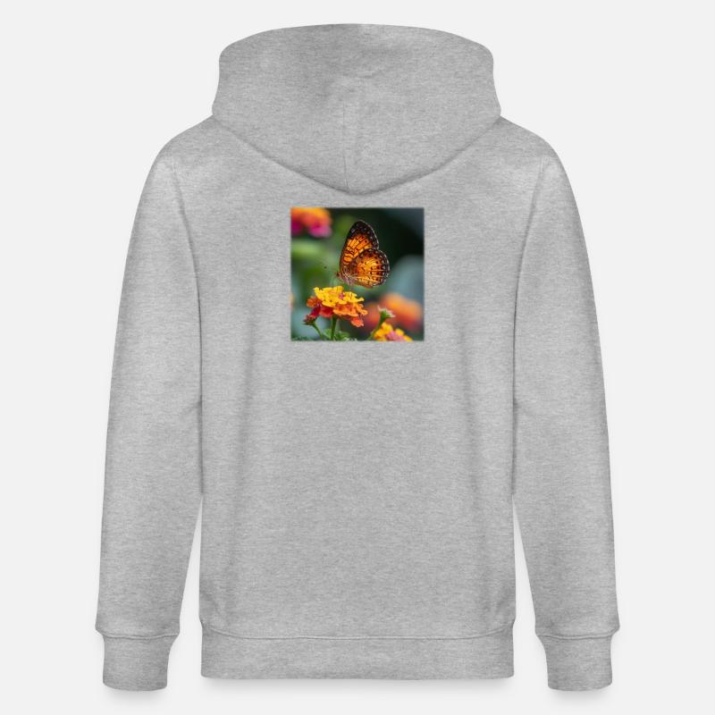 Papillon doré sur fleur éclatante - Veste à capuche bio CULTIVATOR Stanley/Stella Unisexe - gris chiné