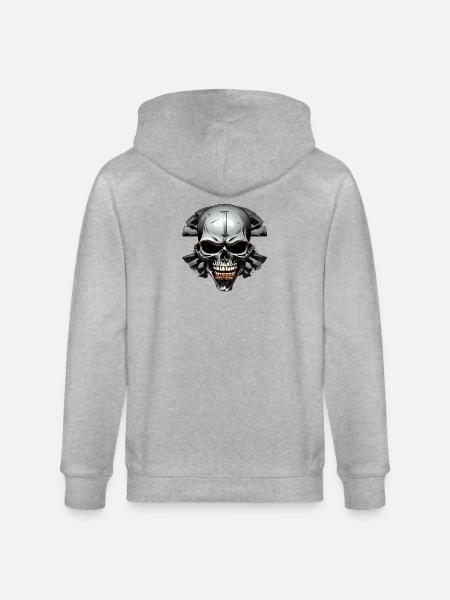 ISchädel im Felsenkreis - Stanley/Stella Unisex Bio-Kapuzenjacke CULTIVATOR - Grau meliert