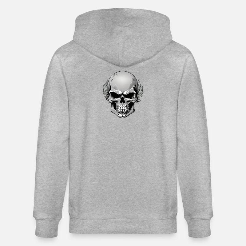 Schädel mit dunklem Blattkranz - Stanley/Stella Unisex Bio-Kapuzenjacke CULTIVATOR  - Grau meliert