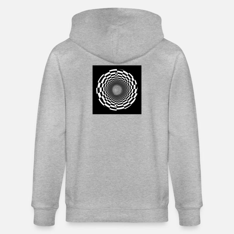 Black and white optical vortex - Stanley/Stella CULTIVATOR Unisex Organic Hooded Jacket - heather grey