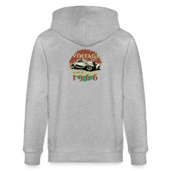 60. Geburtstag - Klassiker - Vintage since 03/1966 - Stanley/Stella Unisex Bio-Kapuzenjacke CULTIVATOR  - Grau meliert - Hinten - Luana (180cm)