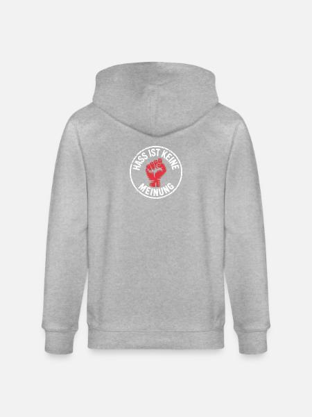 Hass ist keine Meinung - Antifa Tee - Stanley/Stella Unisex Bio-Kapuzenjacke CULTIVATOR  - Grau meliert