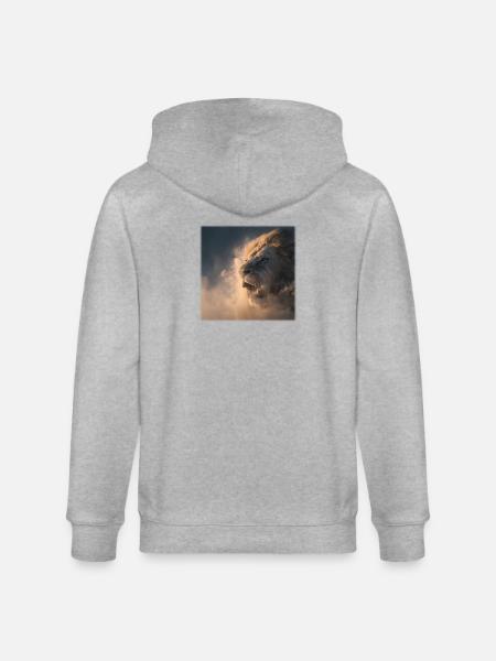 Lion from the Clouds – Royal Strength - Stanley/Stella CULTIVATOR  Unisex Organic Hooded Jacket - heather grey