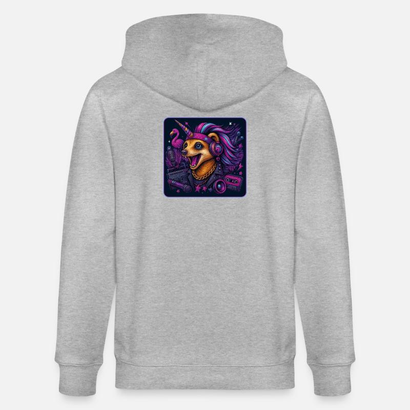 Erdmännchen Einhorn Party - Stanley/Stella Unisex Bio-Kapuzenjacke CULTIVATOR  - Grau meliert