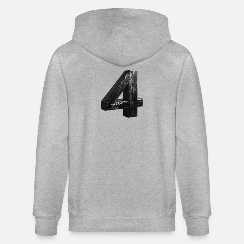 Schwarze 4 mit Marmormuster - Stanley/Stella Unisex Bio-Kapuzenjacke CULTIVATOR  - Grau meliert