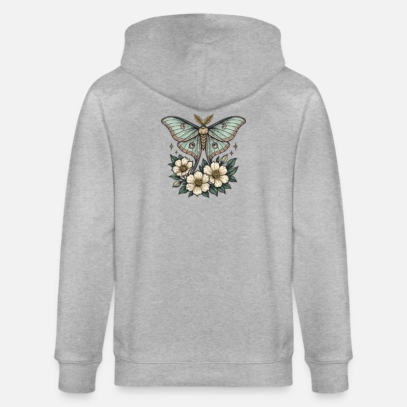 Papillon turquoise avec des fleurs - Veste à capuche bio CULTIVATOR Stanley/Stella Unisexe - gris chiné