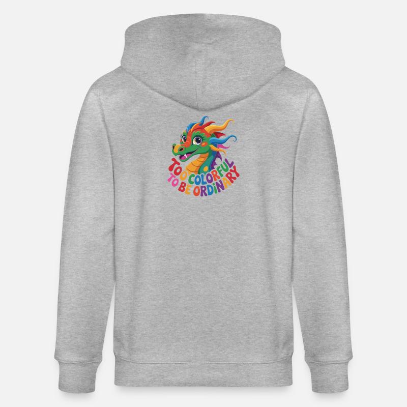 Farbenfroher eigenständiger Drache - Stanley/Stella Unisex Bio-Kapuzenjacke CULTIVATOR  - Grau meliert