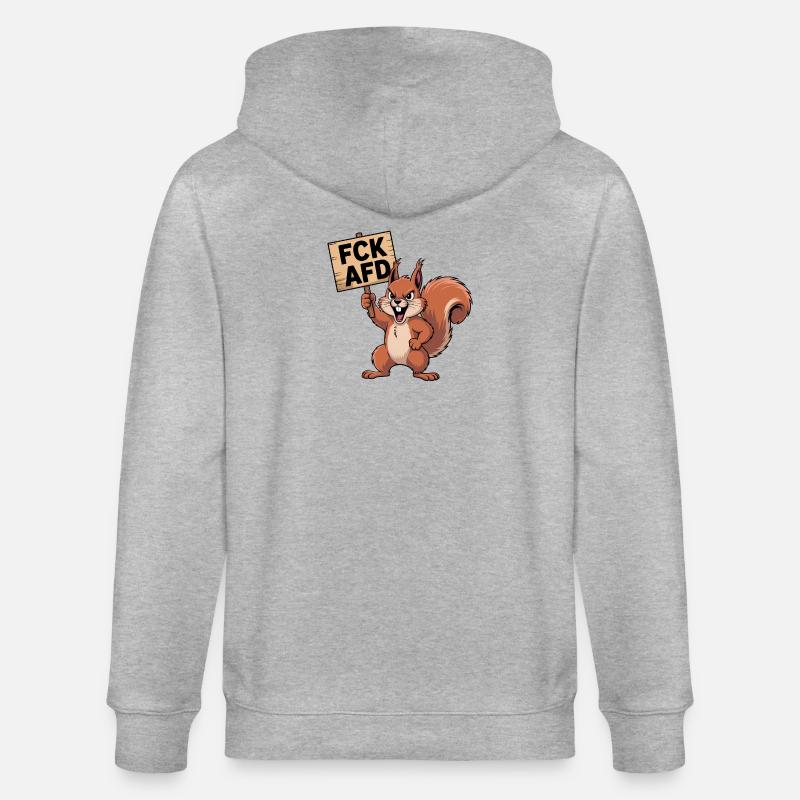 FCK AFD - Antifa Eichhörnchen Tee - Stanley/Stella Unisex Bio-Kapuzenjacke CULTIVATOR  - Grau meliert