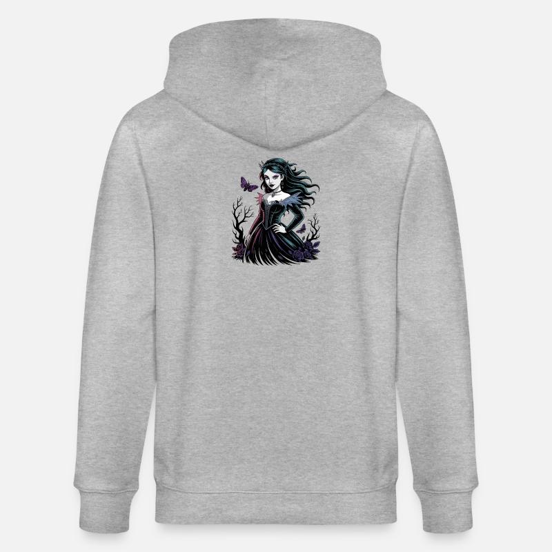 Dunkle Blüten Gothic Dame - Stanley/Stella Unisex Bio-Kapuzenjacke CULTIVATOR  - Grau meliert