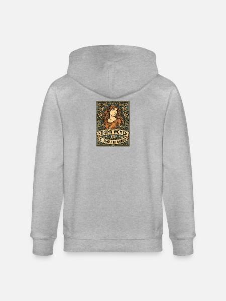 Strong women change the world - Stanley/Stella CULTIVATOR  Unisex Organic Hooded Jacket - heather grey