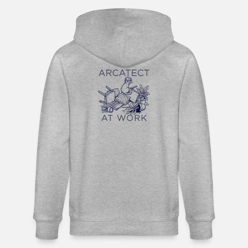 Worker's cat at work - Stanley/Stella CULTIVATOR Unisex Organic Hooded Jacket - heather grey