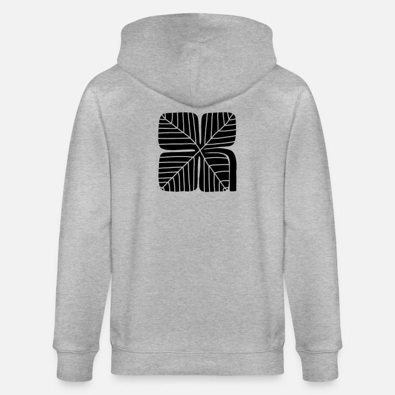 Bold Lucky Clover Linocut Design - Stanley/Stella Unisex Bio-Kapuzenjacke CULTIVATOR - Grau meliert