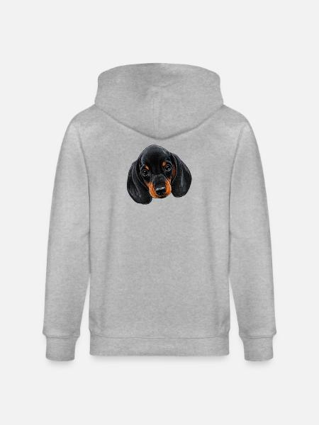 Dackelkopf Illustration Schwarzbraun tierbaby - Stanley/Stella Unisex Bio-Kapuzenjacke CULTIVATOR  - Grau meliert