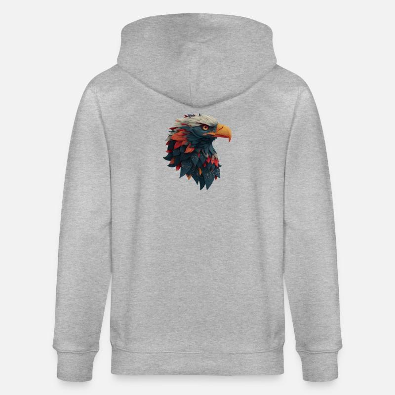 Powerful Eagle Head, Strong, Determined Gift - Stanley/Stella CULTIVATOR  Unisex Organic Hooded Jacket - heather grey