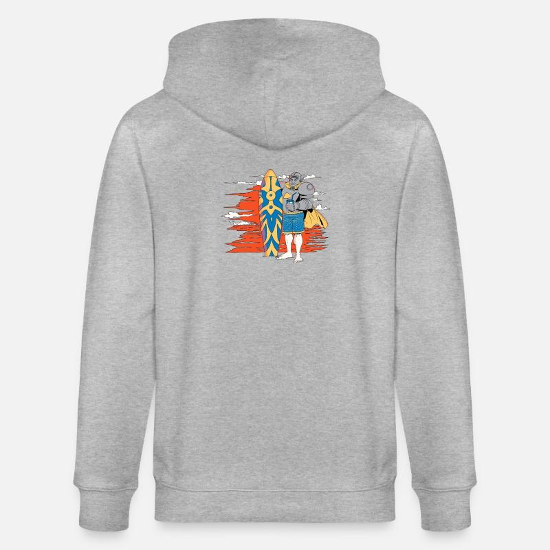 Chevalier surfeur dans le soleil couchant - Veste à capuche bio CULTIVATOR Stanley/Stella Unisexe - gris chiné
